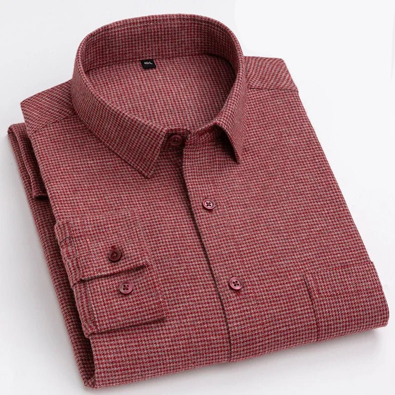 Camisa de Algodón con Microcuádros y Botones para Hombre