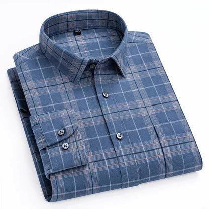 Camisa de Algodón con Microcuádros y Botones para Hombre