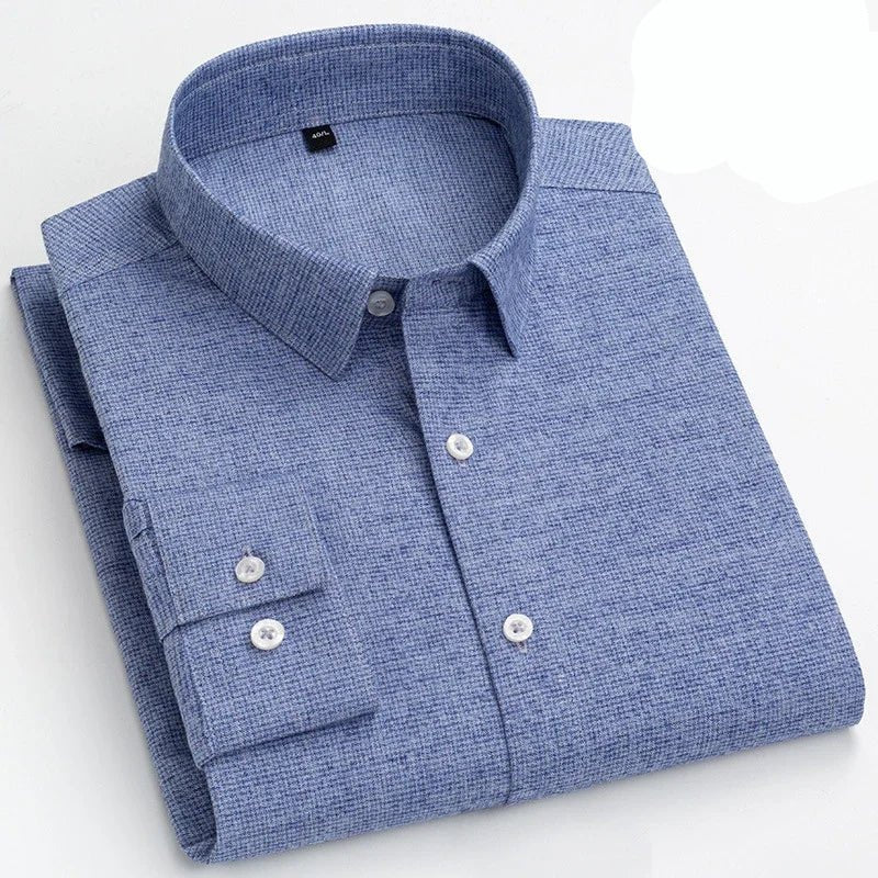 Camisa de Algodón con Microcuádros y Botones para Hombre