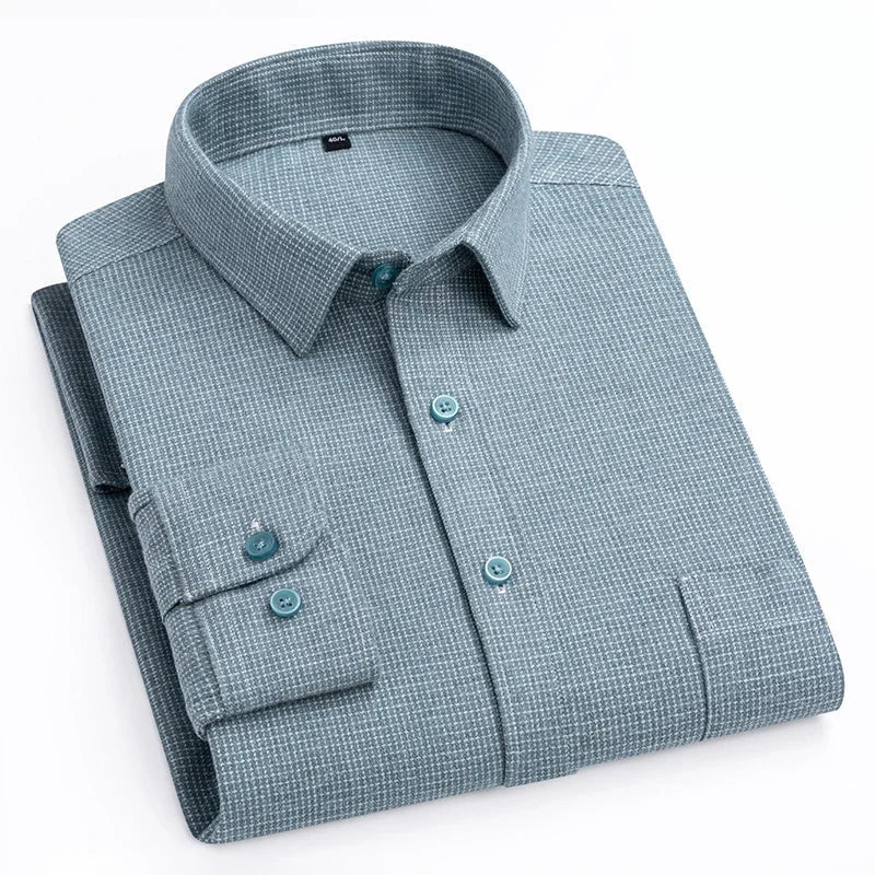 Camisa de Algodón con Microcuádros y Botones para Hombre