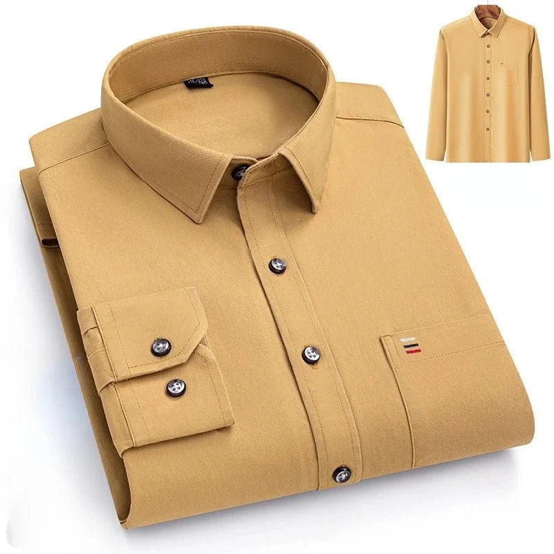 Camisa de Lujo de Algodón con Bolsillo Único