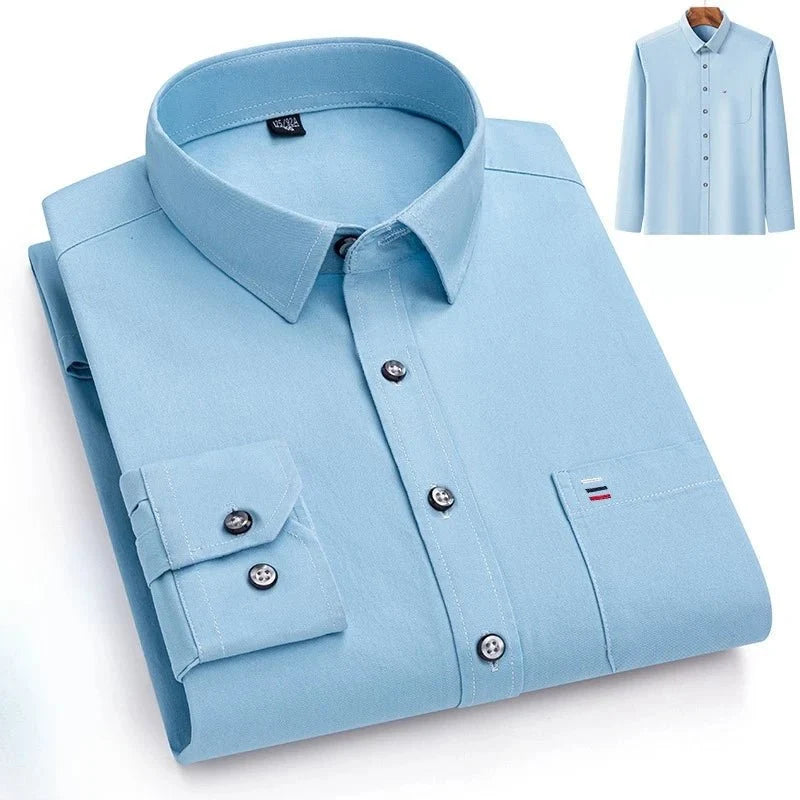 Camisa de Lujo de Algodón con Bolsillo Único