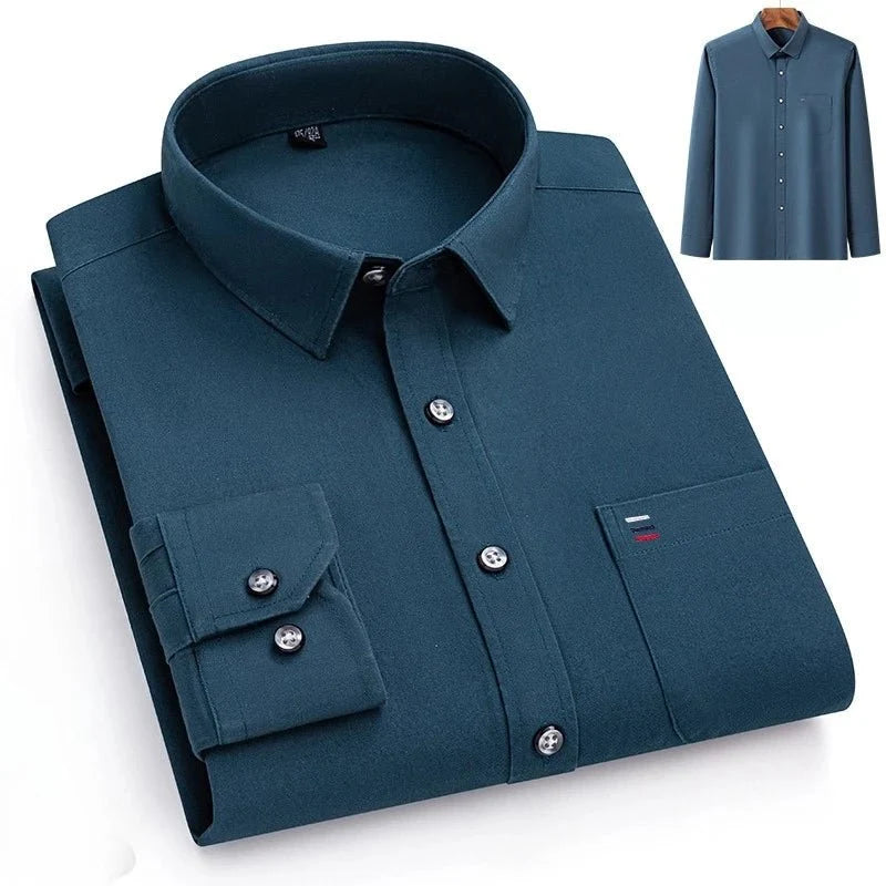 Camisa de Lujo de Algodón con Bolsillo Único