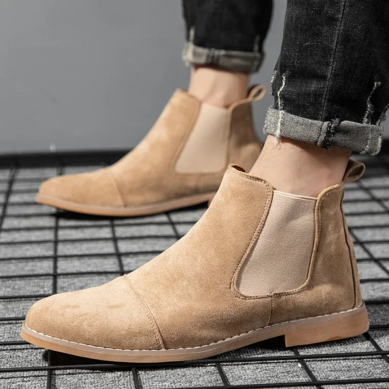Botines Chelsea de Ante con Suela Gruesa