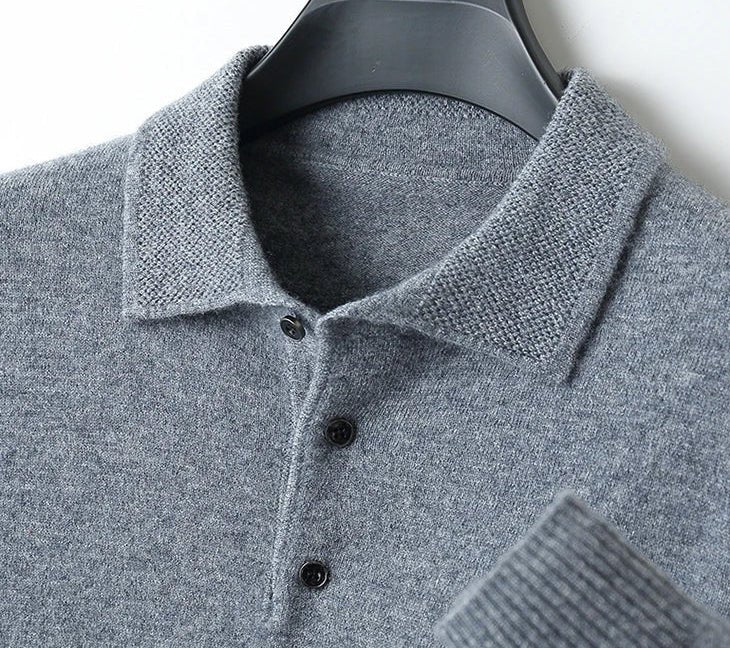Jersey de Lana Merino Cuello Polo