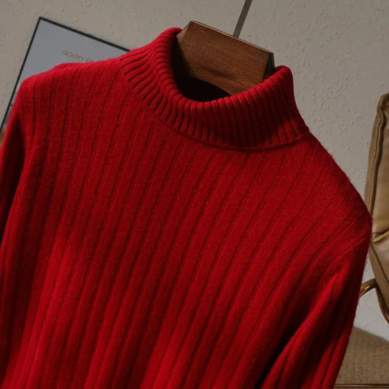 Jersey de Lana Merino Cuello Vuelto de Invierno