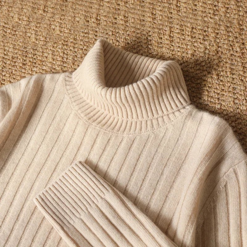 Jersey de Lana Merino Cuello Vuelto de Invierno
