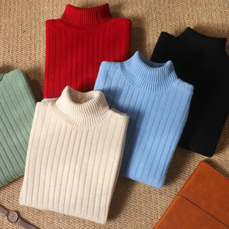 Jersey de Lana Merino Cuello Vuelto de Invierno