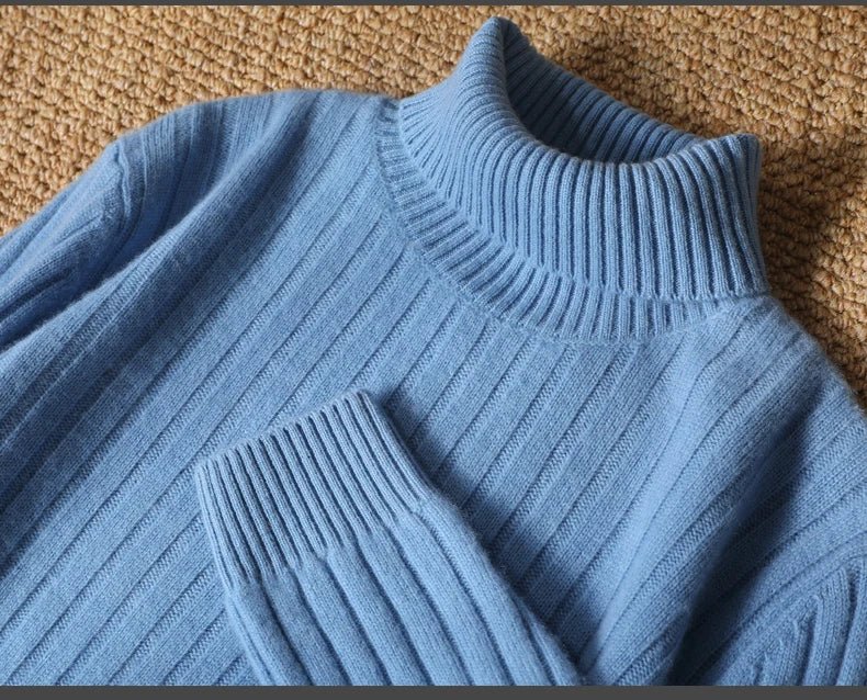 Jersey de Lana Merino Cuello Vuelto de Invierno