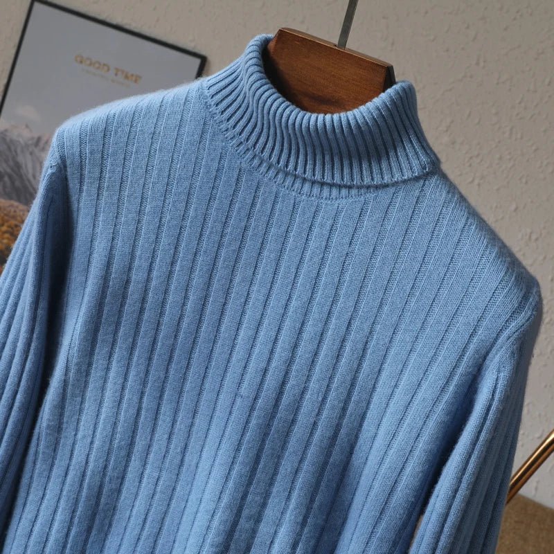 Jersey de Lana Merino Cuello Vuelto de Invierno