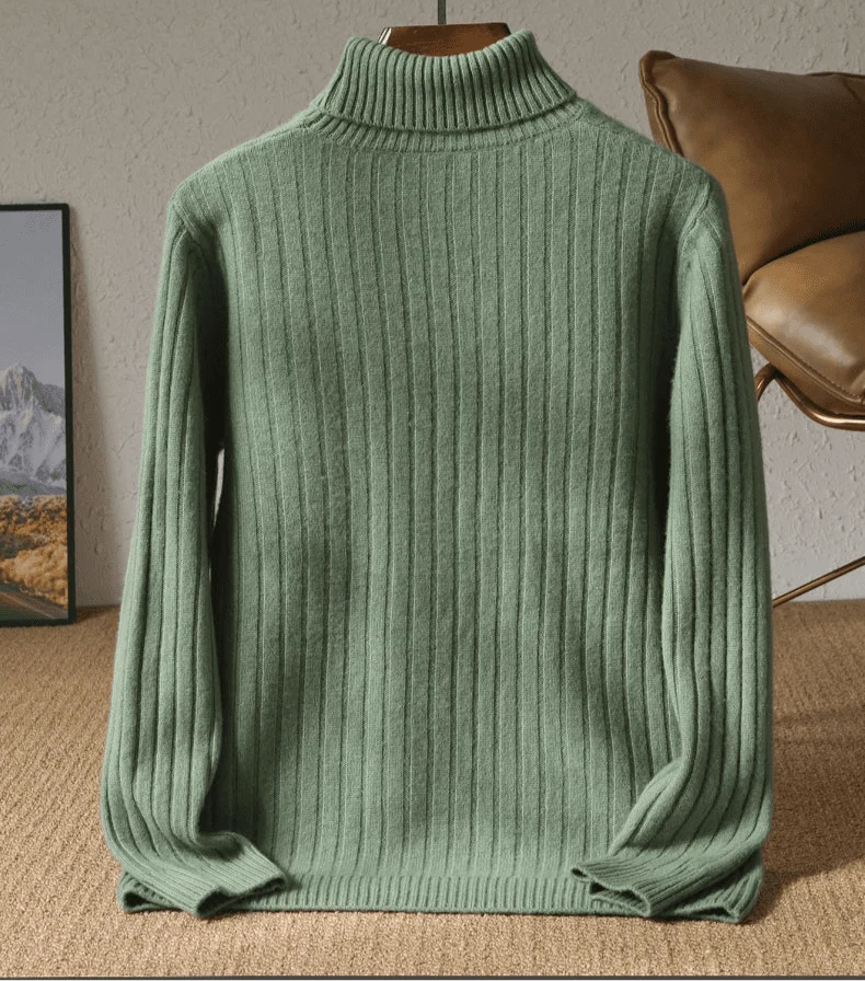 Jersey de Lana Merino Cuello Vuelto de Invierno