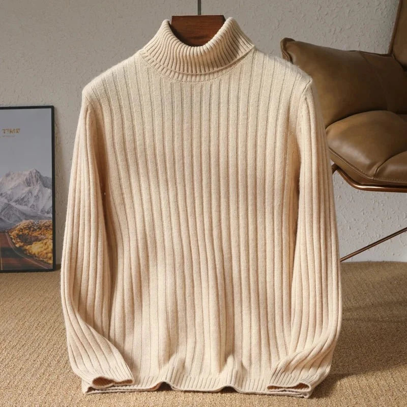 Jersey de Lana Merino Cuello Vuelto de Invierno