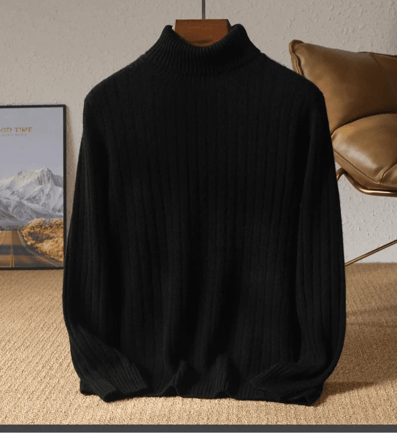 Jersey de Lana Merino Cuello Vuelto de Invierno