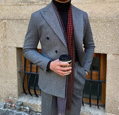 Traje Cruzado de Estilo Italiano para Hombre