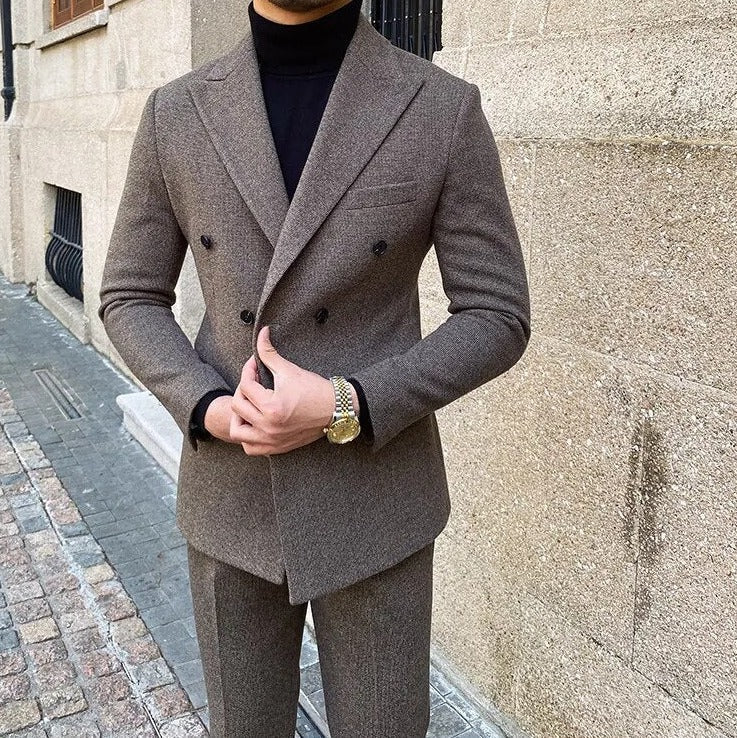 Traje Cruzado de Estilo Italiano para Hombre