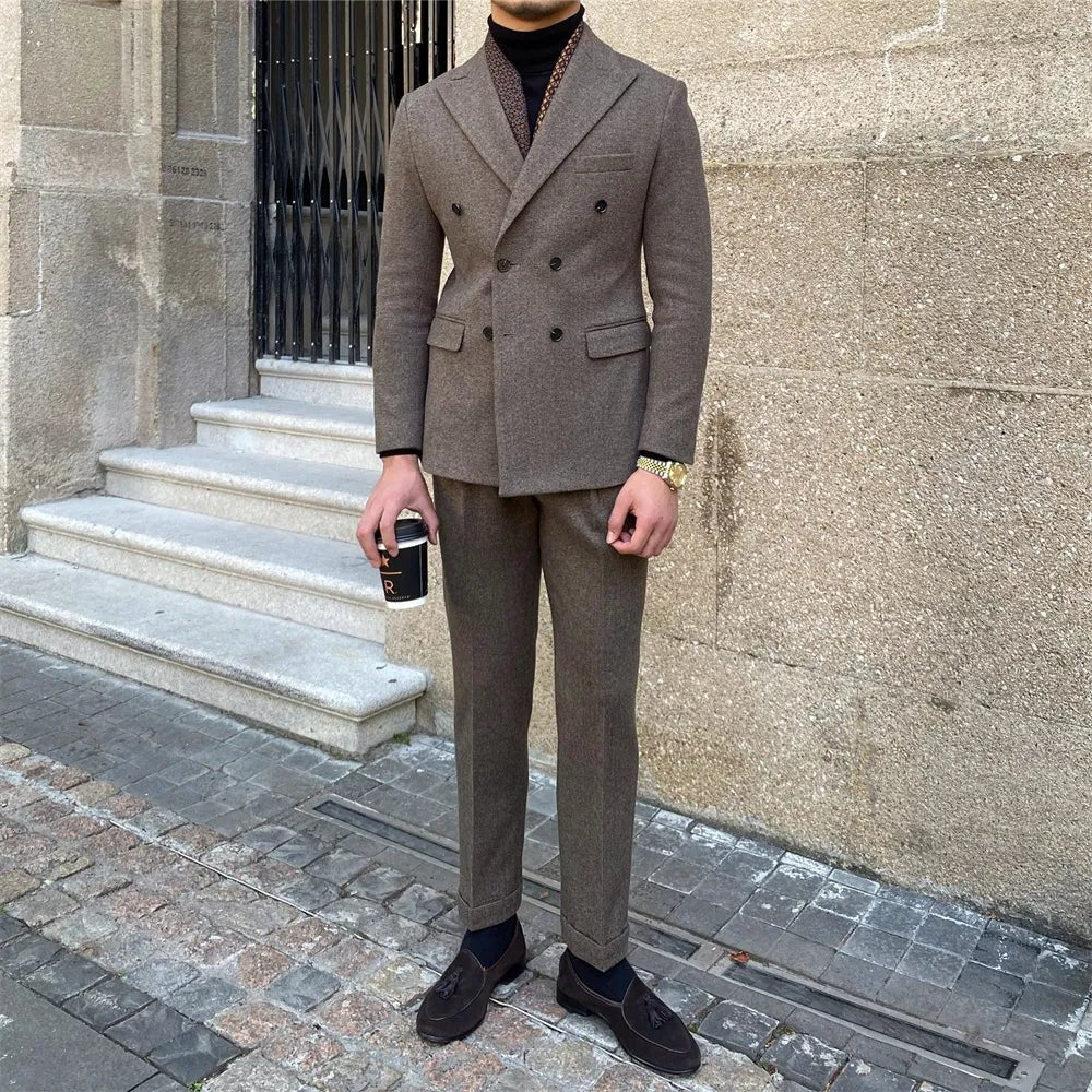 Traje Cruzado de Estilo Italiano para Hombre
