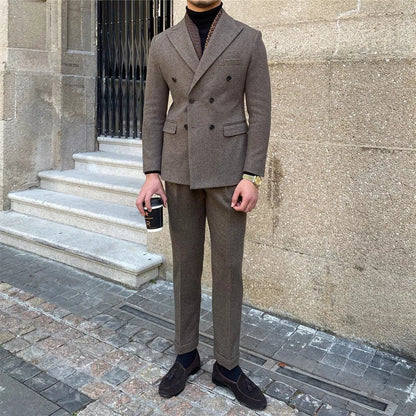 Traje Cruzado de Estilo Italiano para Hombre