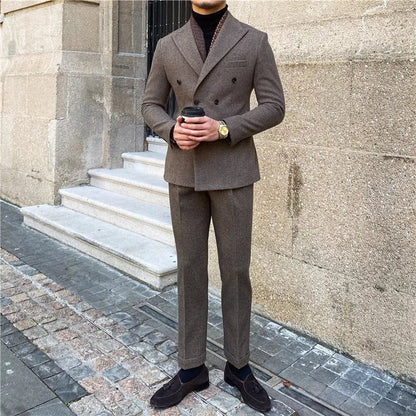 Traje Cruzado de Estilo Italiano para Hombre