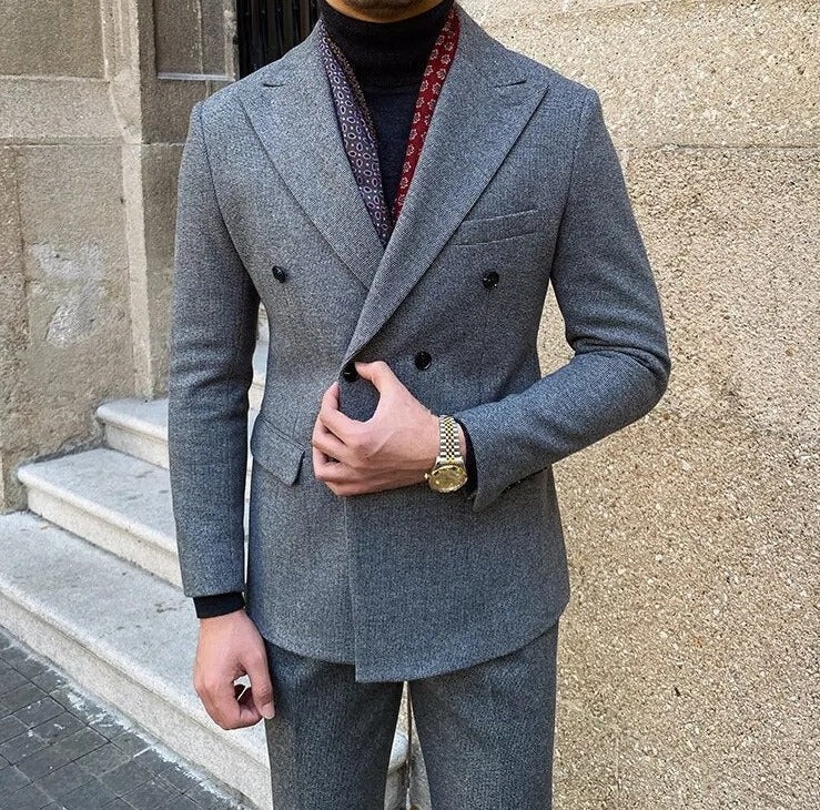 Traje Cruzado de Estilo Italiano para Hombre