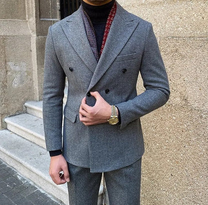 Traje Cruzado de Estilo Italiano para Hombre