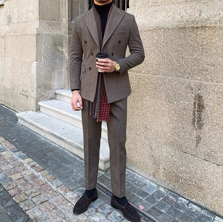 Traje Cruzado de Estilo Italiano para Hombre