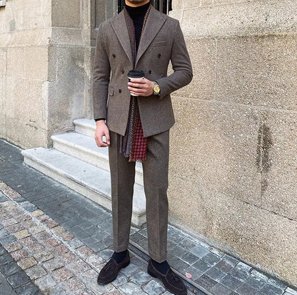Traje Cruzado de Estilo Italiano para Hombre