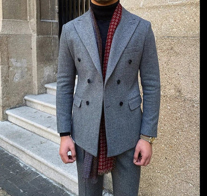 Traje Cruzado de Estilo Italiano para Hombre