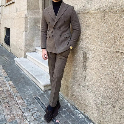 Traje Cruzado de Estilo Italiano para Hombre