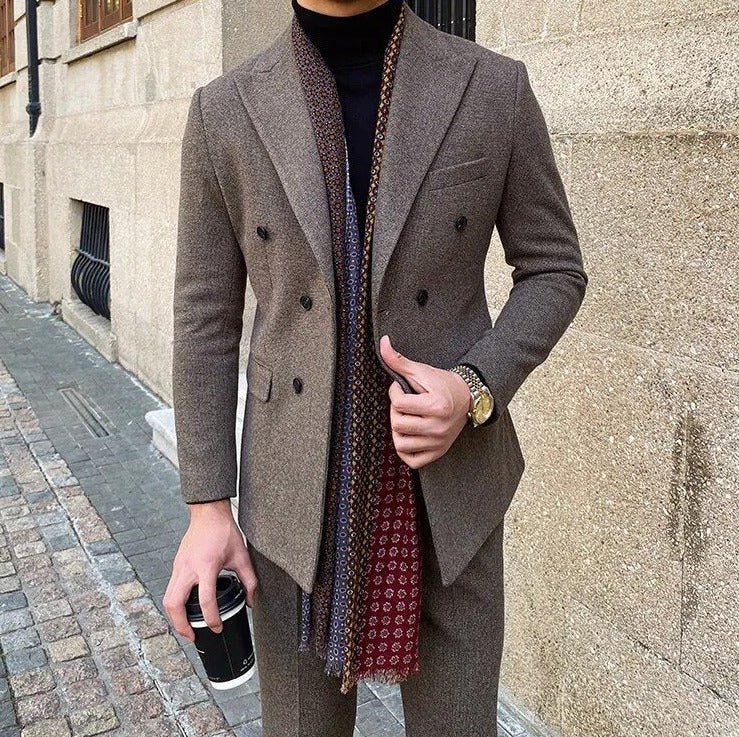 Traje Cruzado de Estilo Italiano para Hombre
