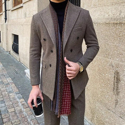 Traje Cruzado de Estilo Italiano para Hombre