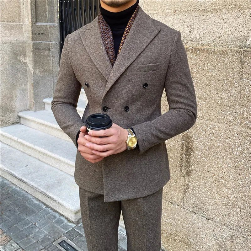 Traje Cruzado de Estilo Italiano para Hombre