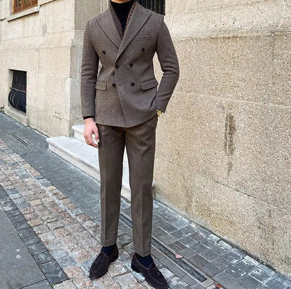 Traje Cruzado de Estilo Italiano para Hombre