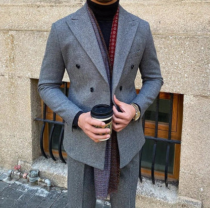 Traje Cruzado de Estilo Italiano para Hombre