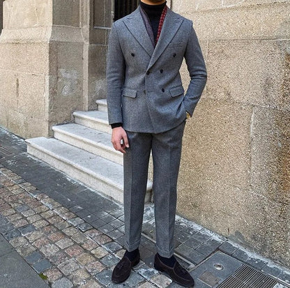 Traje Cruzado de Estilo Italiano para Hombre