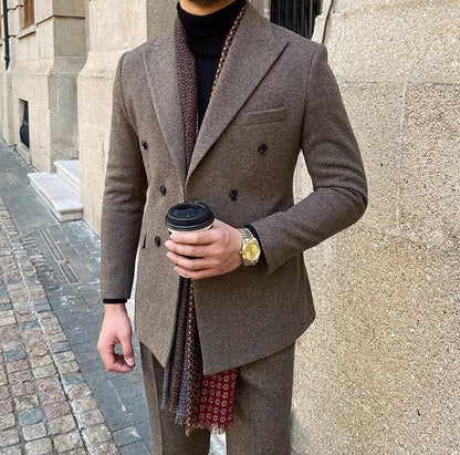 Traje Cruzado de Estilo Italiano para Hombre