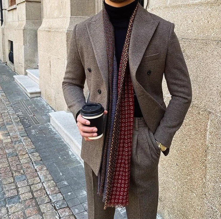 Traje Cruzado de Estilo Italiano para Hombre