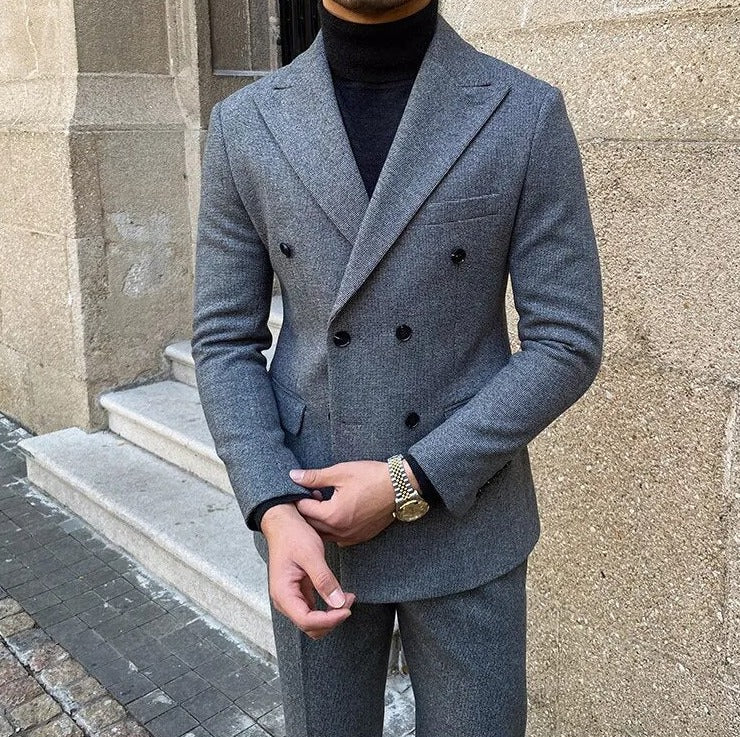 Traje Cruzado de Estilo Italiano para Hombre