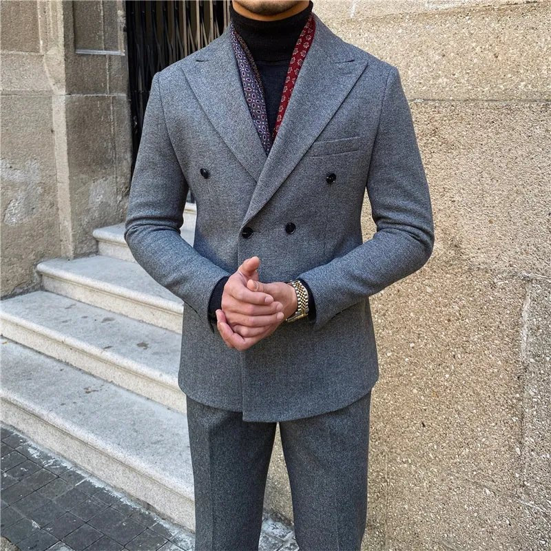 Traje Cruzado de Estilo Italiano para Hombre