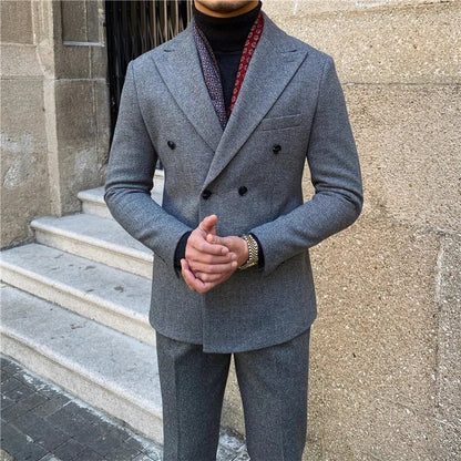 Traje Cruzado de Estilo Italiano para Hombre