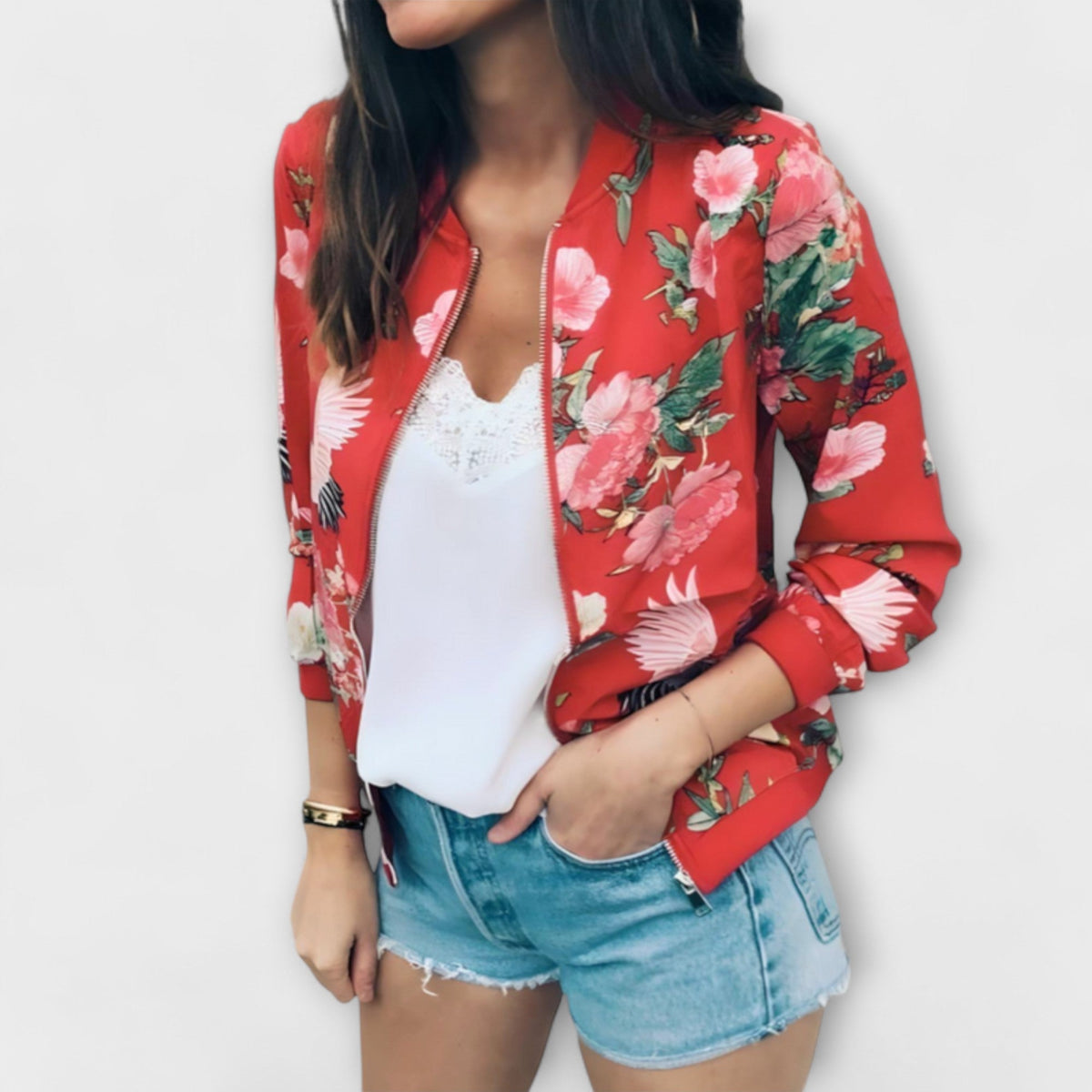 Kaelin - Chaqueta bomber elegante con estampado floral