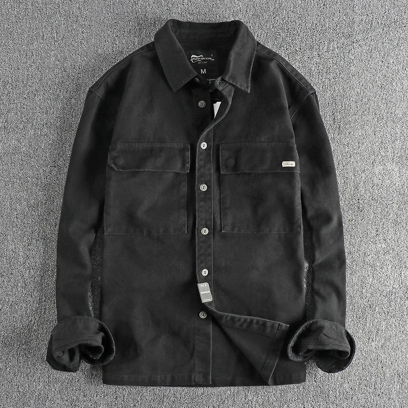 Camisa de Manga Larga Cargo Retro Gruesa