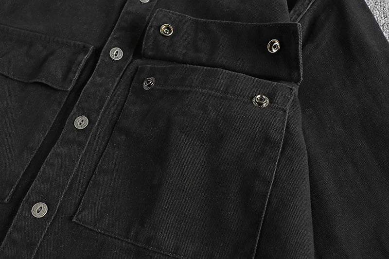 Camisa de Manga Larga Cargo Retro Gruesa