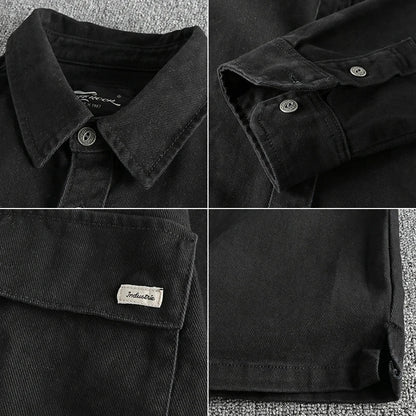 Camisa de Manga Larga Cargo Retro Gruesa