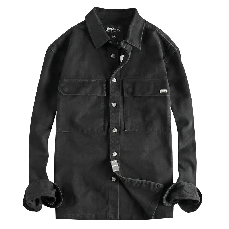 Camisa de Manga Larga Cargo Retro Gruesa