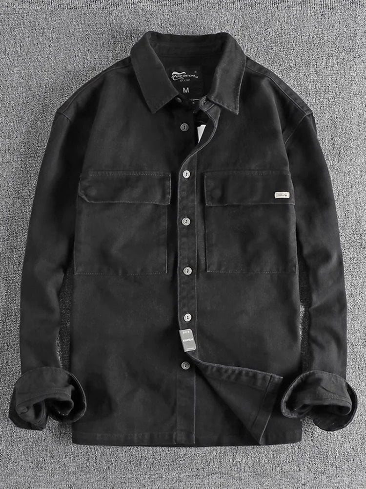 Camisa de Manga Larga Cargo Retro Gruesa