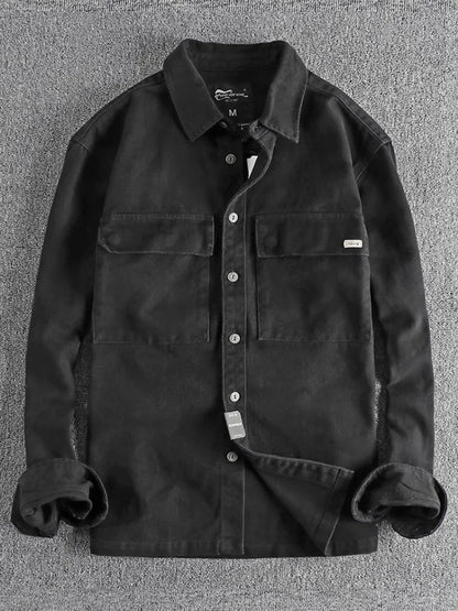 Camisa de Manga Larga Cargo Retro Gruesa