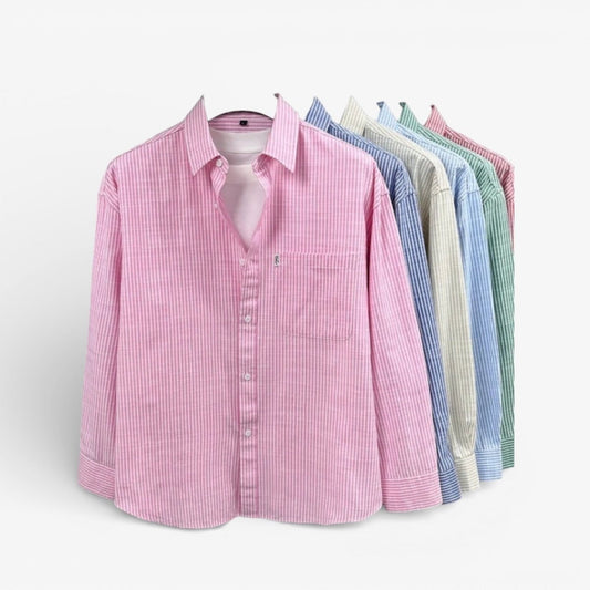 Camisa de Lino a Rayas Santorini
