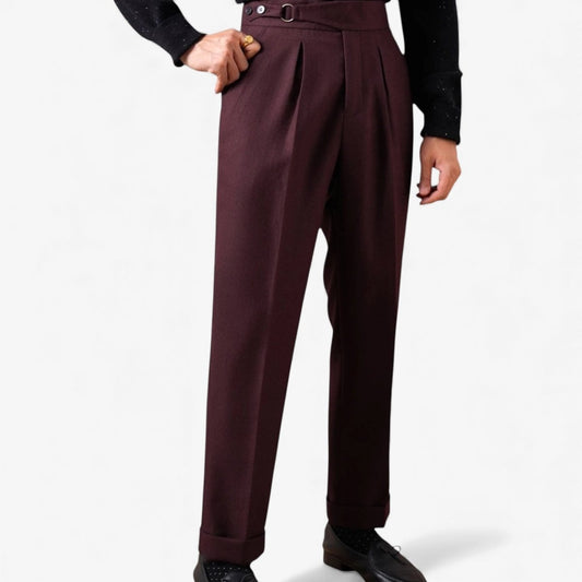 Pantalones Rectos de Tiro Alto con Pinza Única
