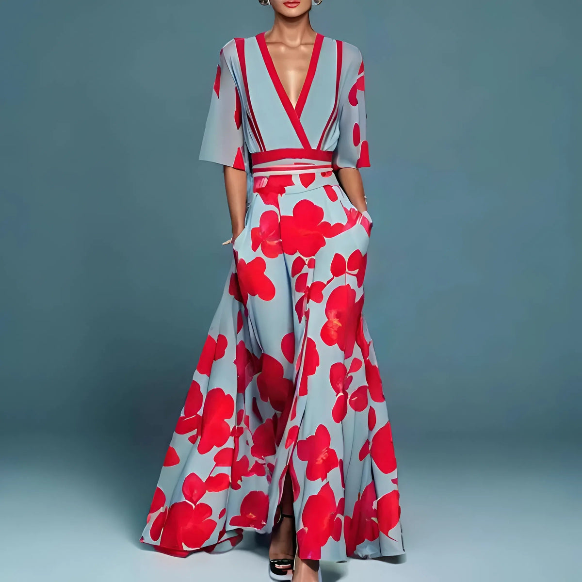 Vestido fluido elegante con escote en V