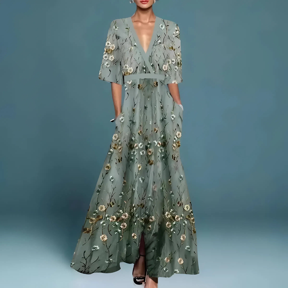 Vestido fluido elegante con escote en V